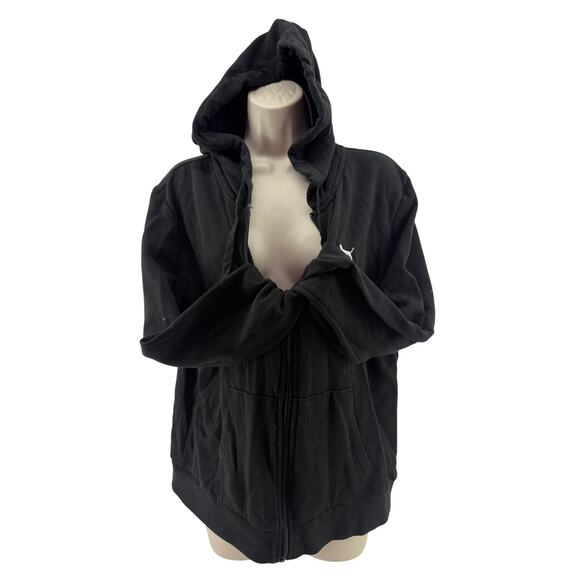 Victoria's Secret Pink Dog Logo Leopard Sequins Bling Black Full Zip Hoodie - Picture 2 of 6